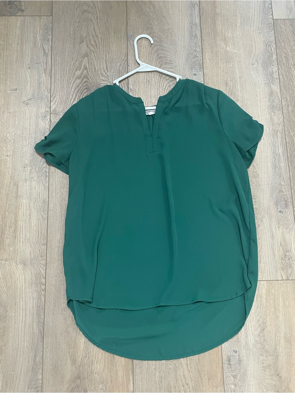 Pleione Emerald Green Short Sleeve Split-Neck Tunic